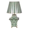 Forest Green Metal Ikat Table Lamp with Scalloped Shade