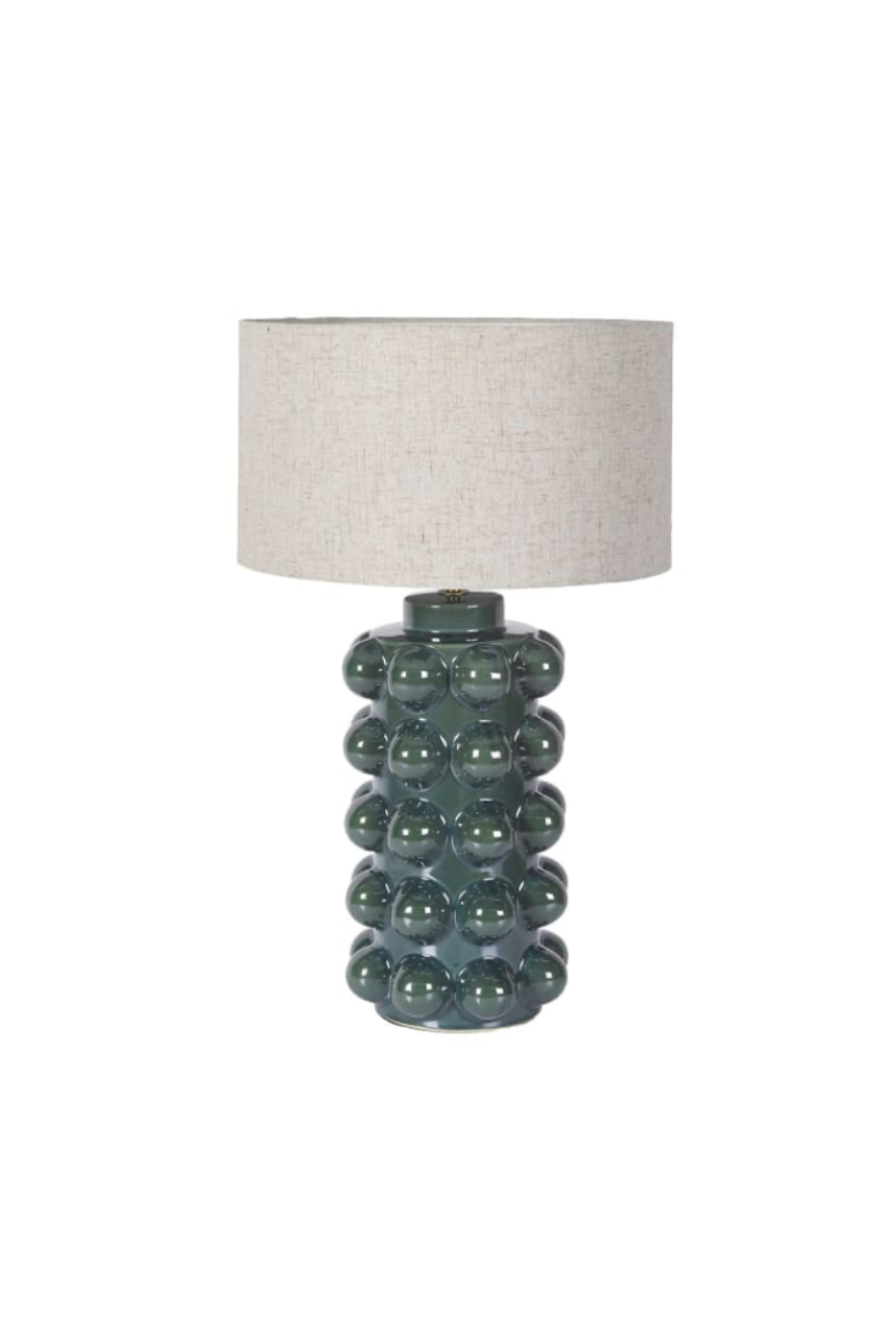 Green Bobble Lamp with Linen Shade