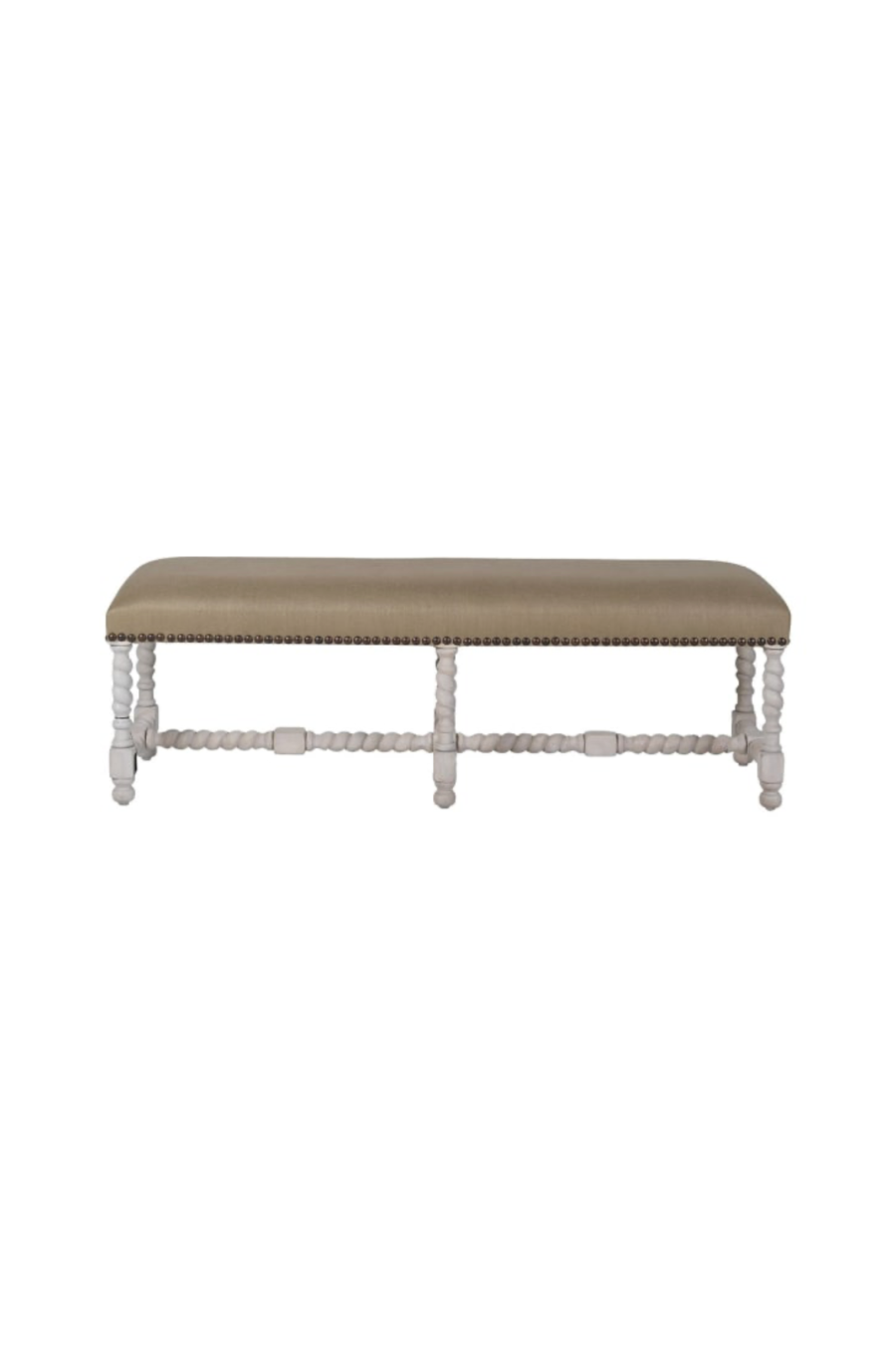 Imperial Linen Distressed Turned Leg Bench