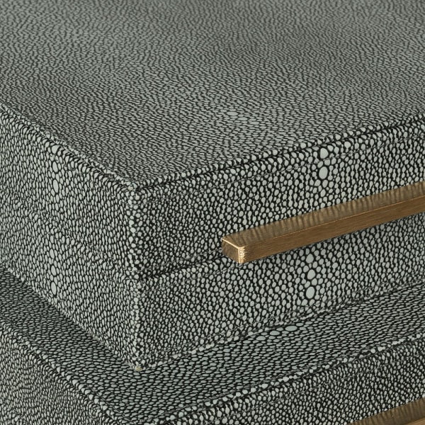 Set of 3 Green Faux Shagreen Boxes