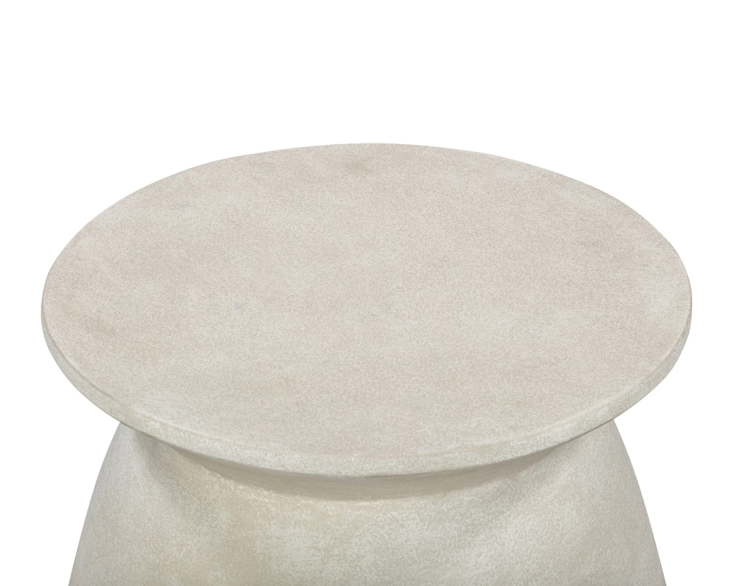 Ivory Stucco Outdoor Side Table