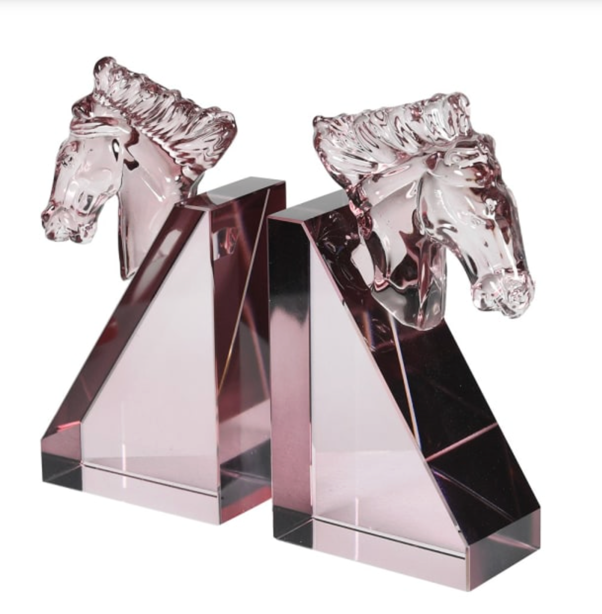 Blush Crystal Horse Bookends