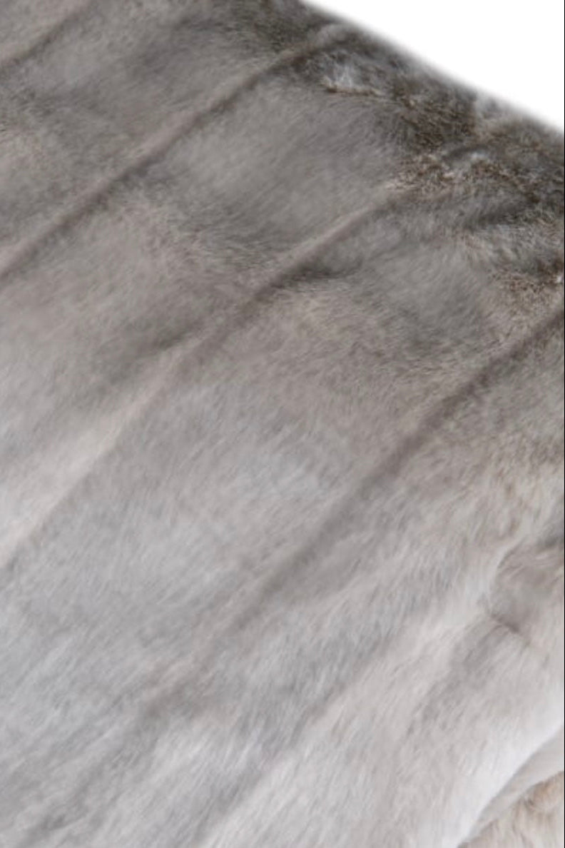 Large Oyster Striped Faux Fur Throw