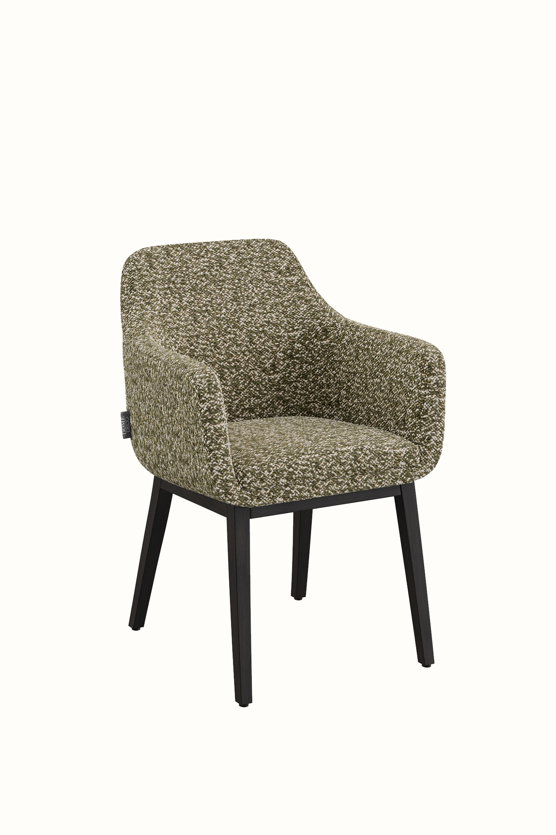 Green and Cream Bouclé Dining Chair