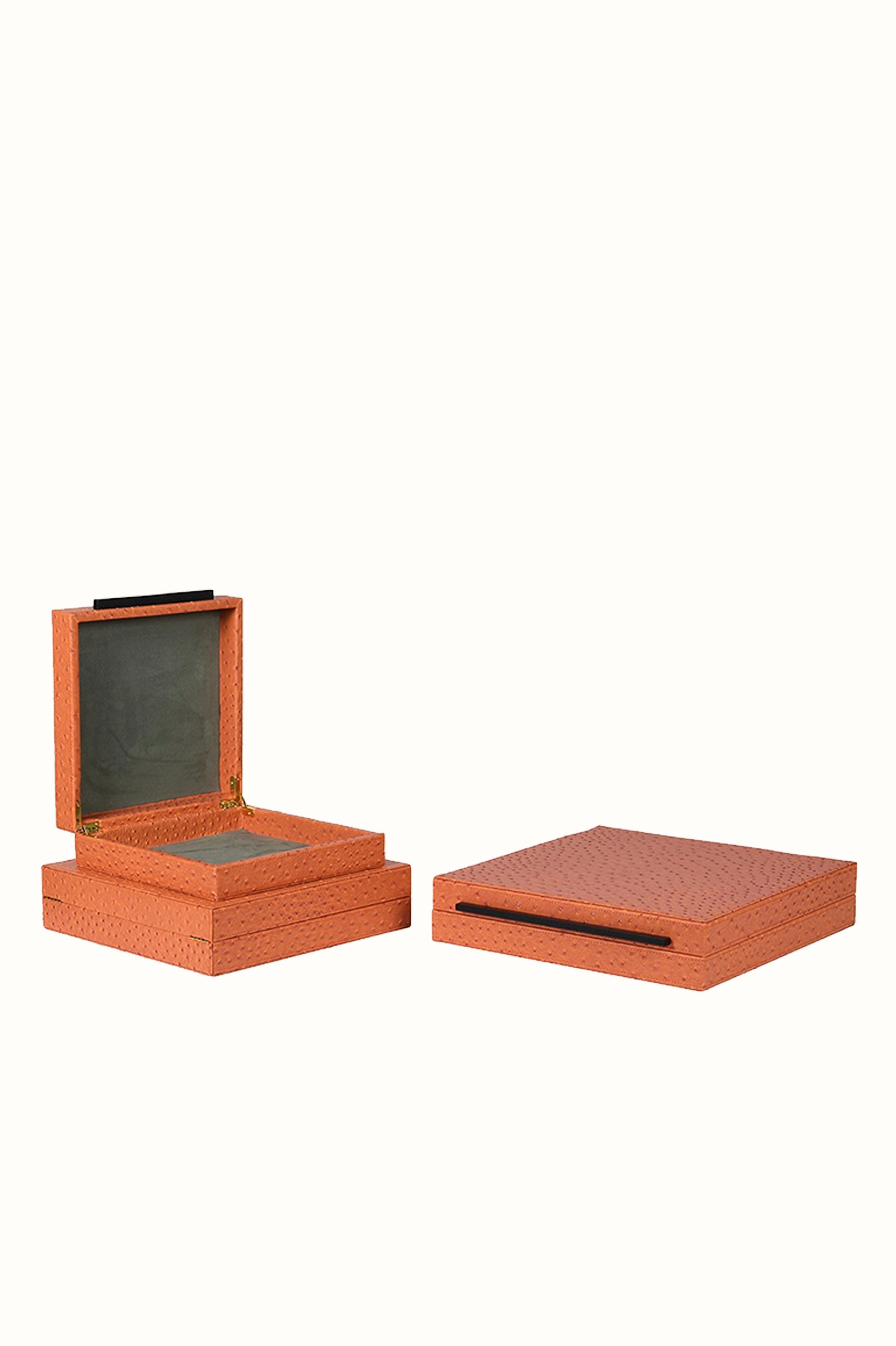Burnt Orange Faux Leather Boxes set of 3