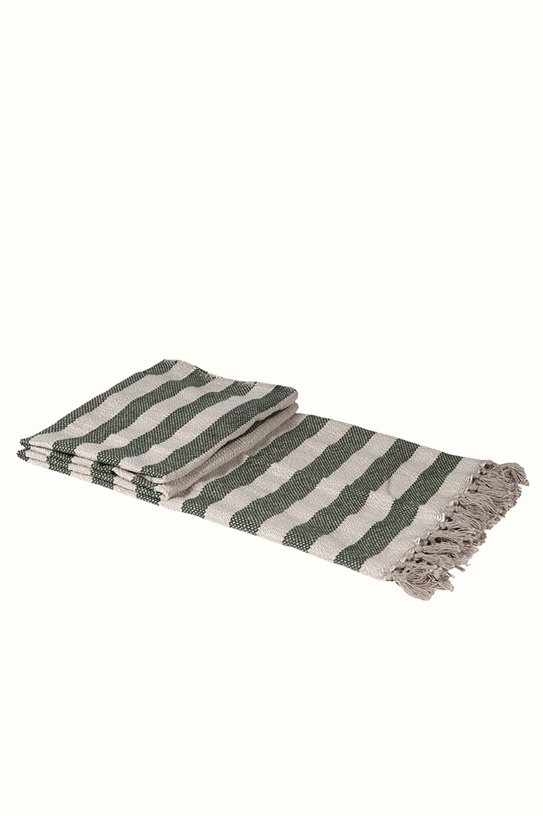 Moss Striped Tassle Throw