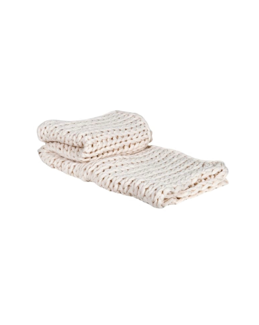 Cream Chunky Knit Throw