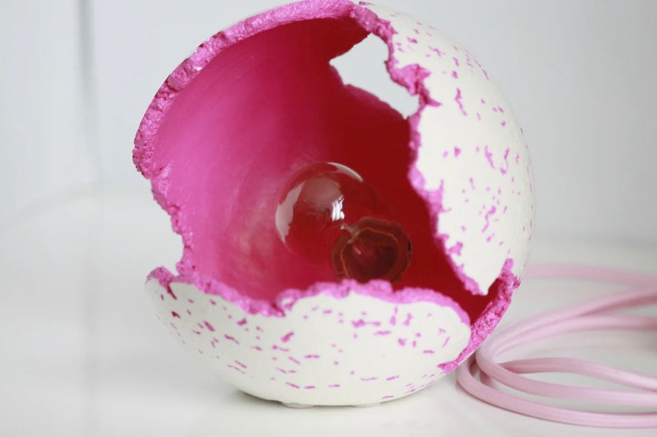 White Concrete & Bright Pink Sphere Table Lamp