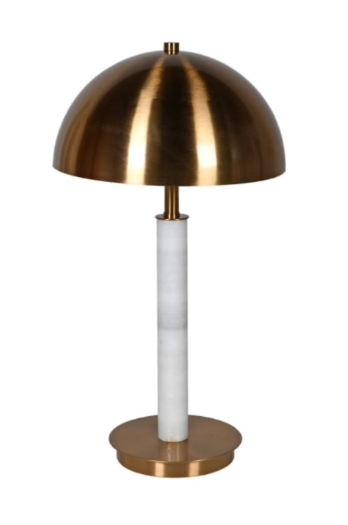White Marble and Gold Domed Table Lamp