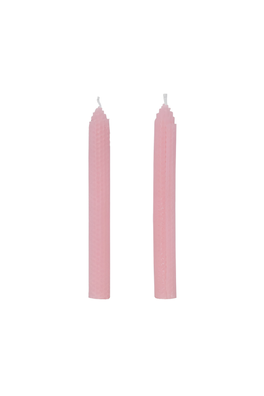 Set of 2 Pink Beeswax Candles