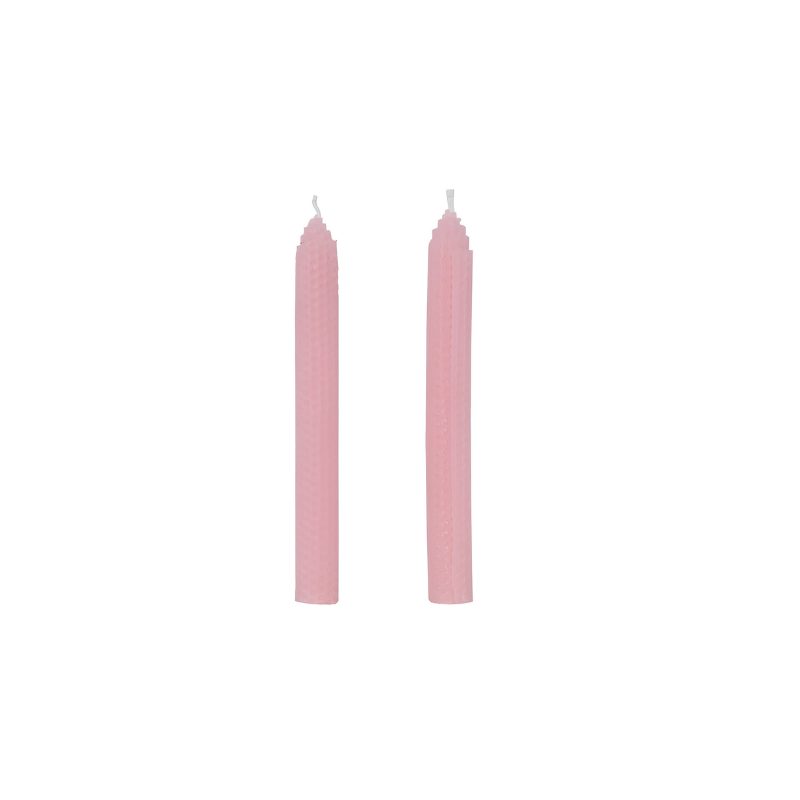 Set of 2 Pink Beeswax Candles