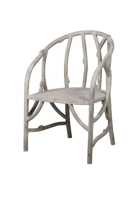 Rustic Faux Bois Iron Chair