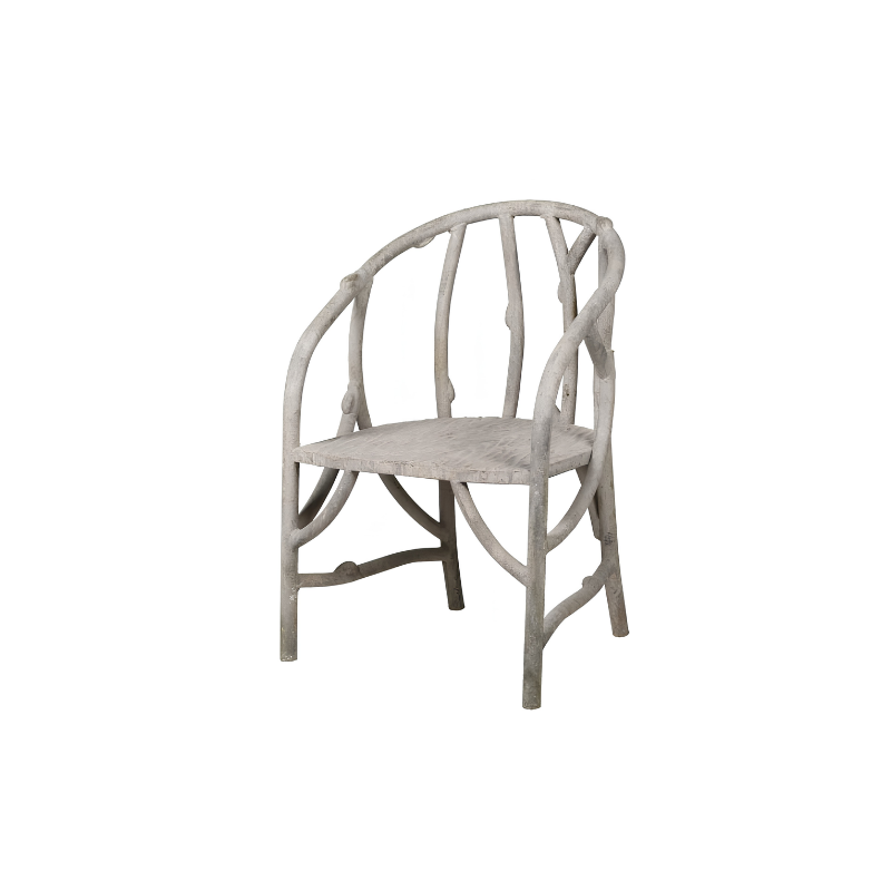 Rustic Faux Bois Iron Chair
