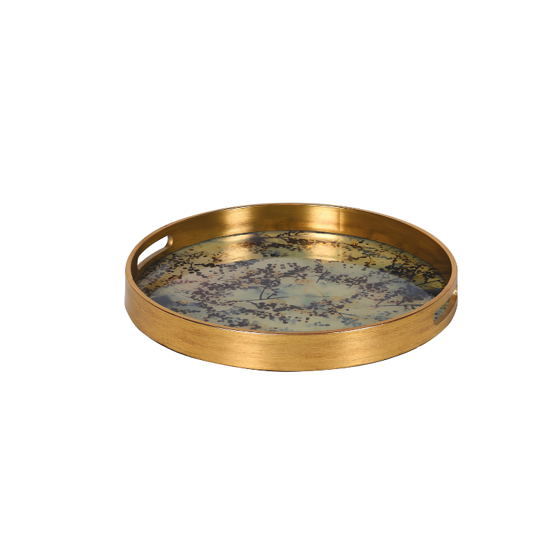 Round Gold and Blossom Effect Tray