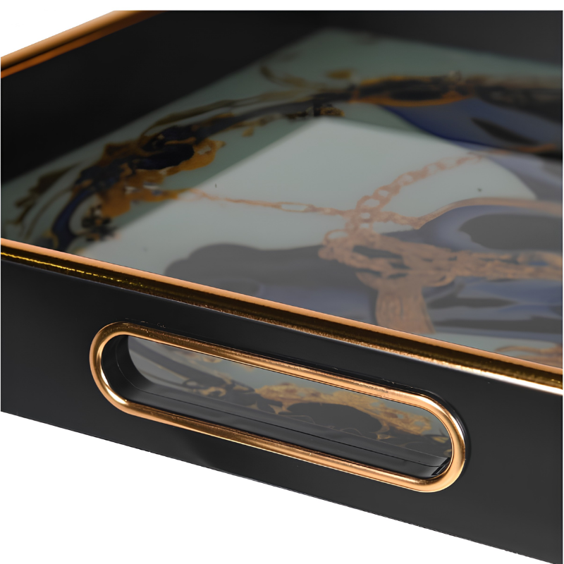 Set of 2 Antique Gold Horse Trays