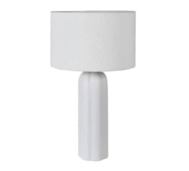 White Table Lamp with Boucle Shade