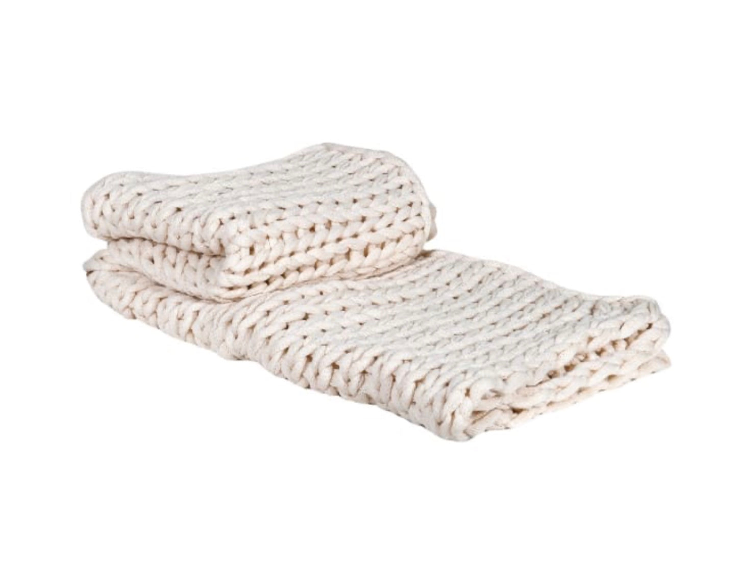 Cream Chunky Knit Throw