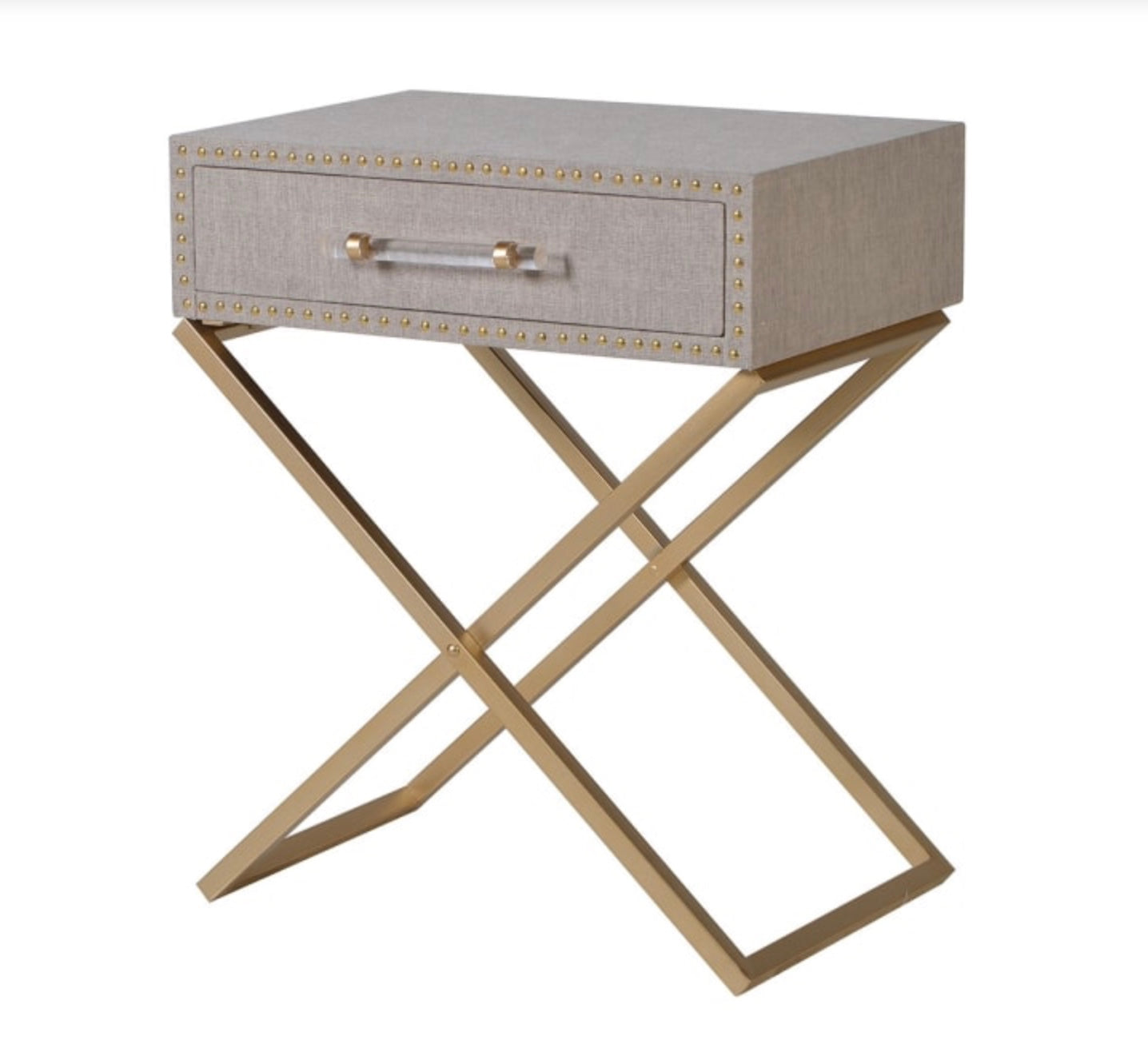 Cross Leg Linen Single Drawer Bedside