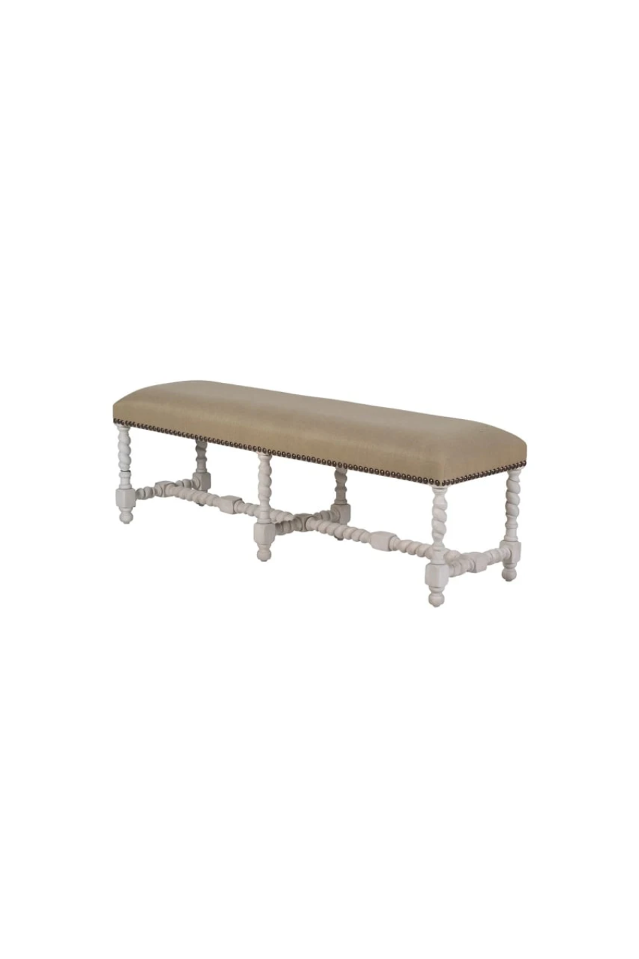 Imperial Linen Distressed Turned Leg Bench