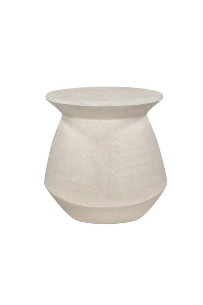Ivory Stucco Outdoor Side Table