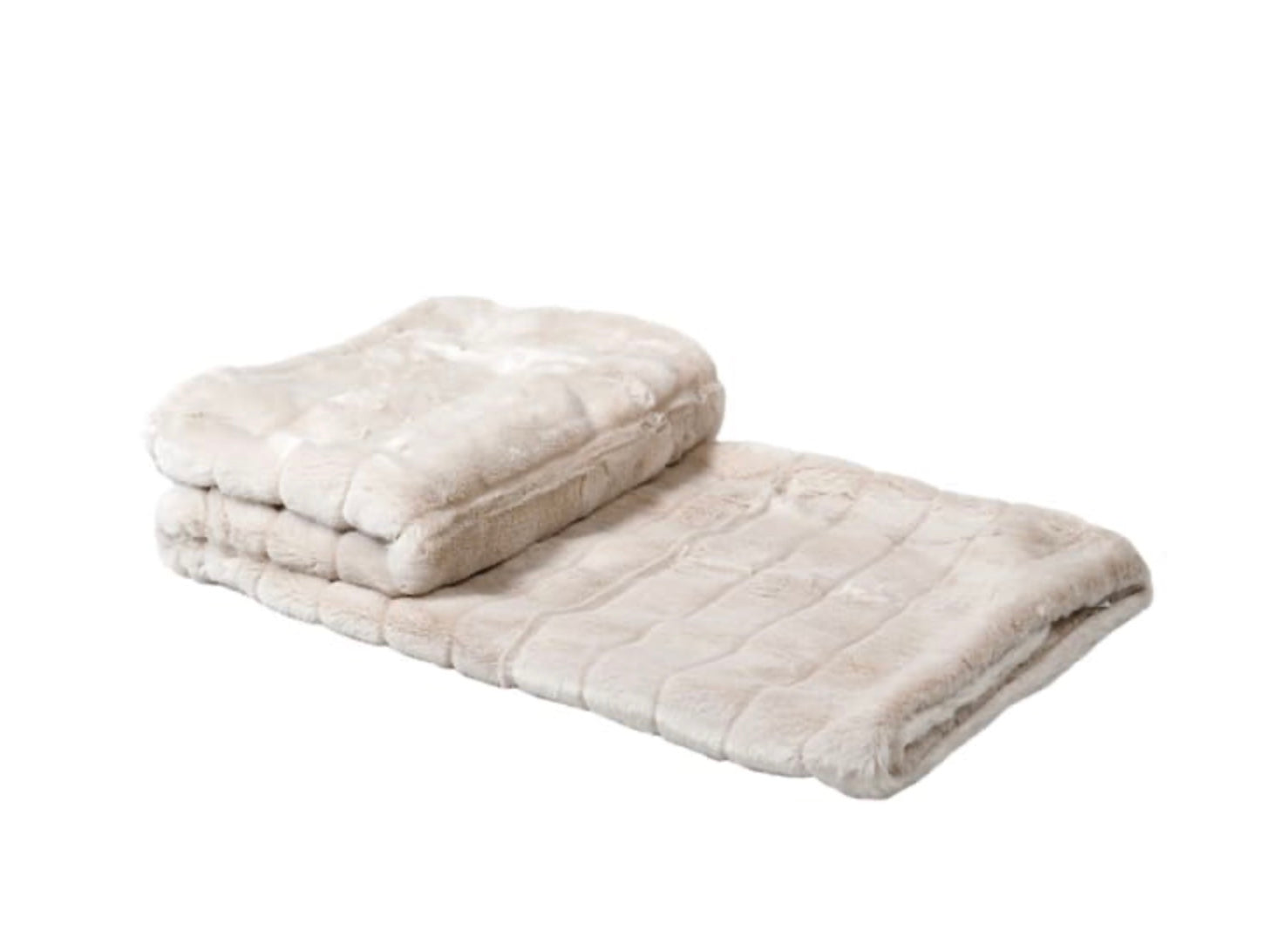 Large Oyster Striped Faux Fur Throw
