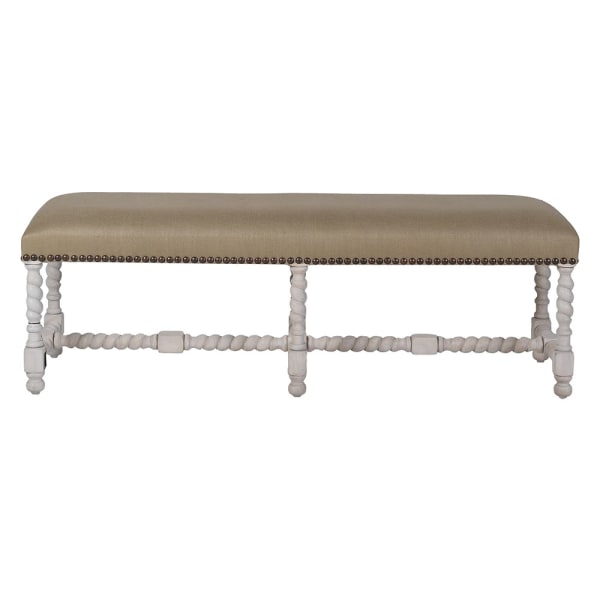 Imperial Linen Distressed Turned Leg Bench