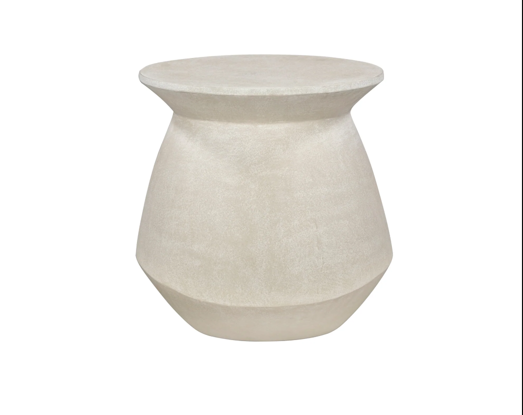 Ivory Stucco Outdoor Side Table