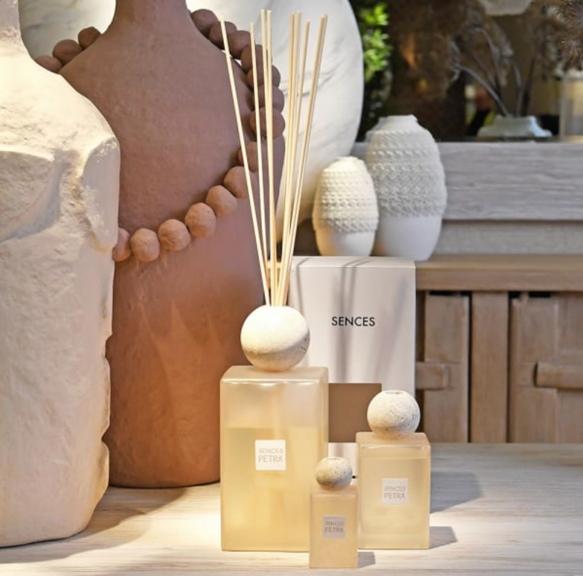Sences Petra Large Reed Diffuser with Travertine Ball Top