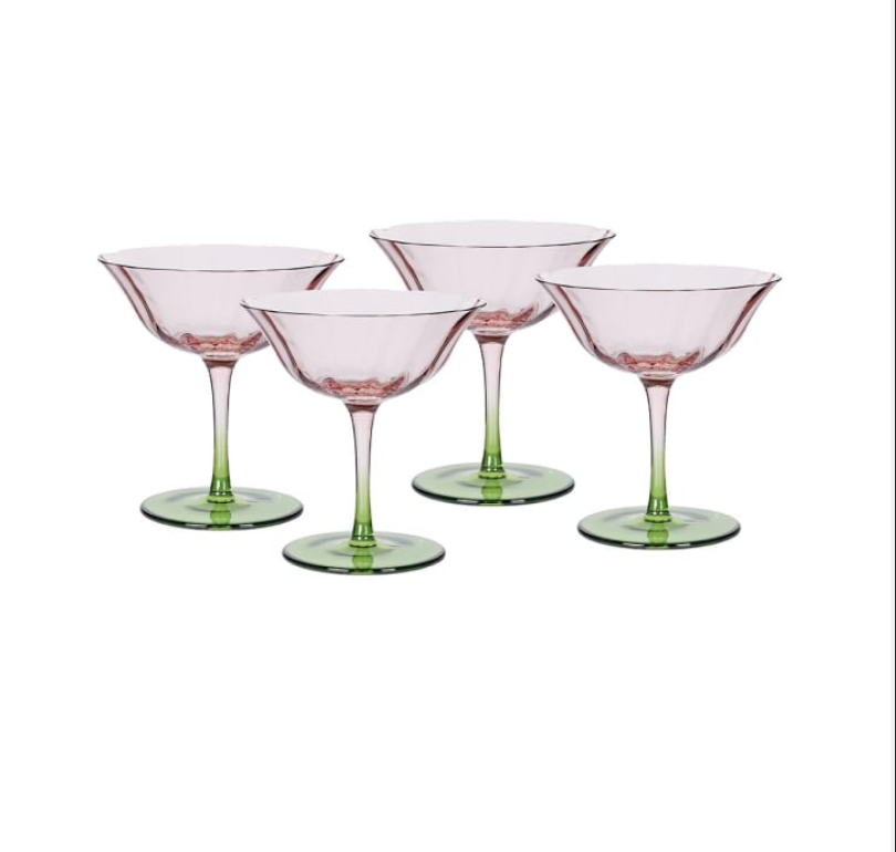 Set of 4 Fleur Coupe Glasses