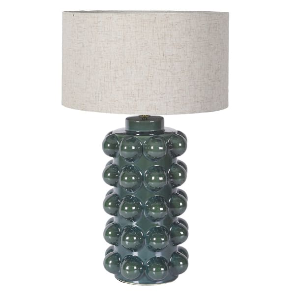 Green Bobble Lamp with Linen Shade
