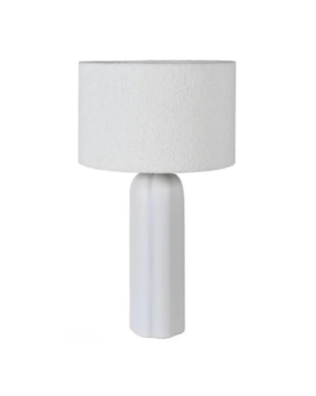 White Table Lamp with Boucle Shade