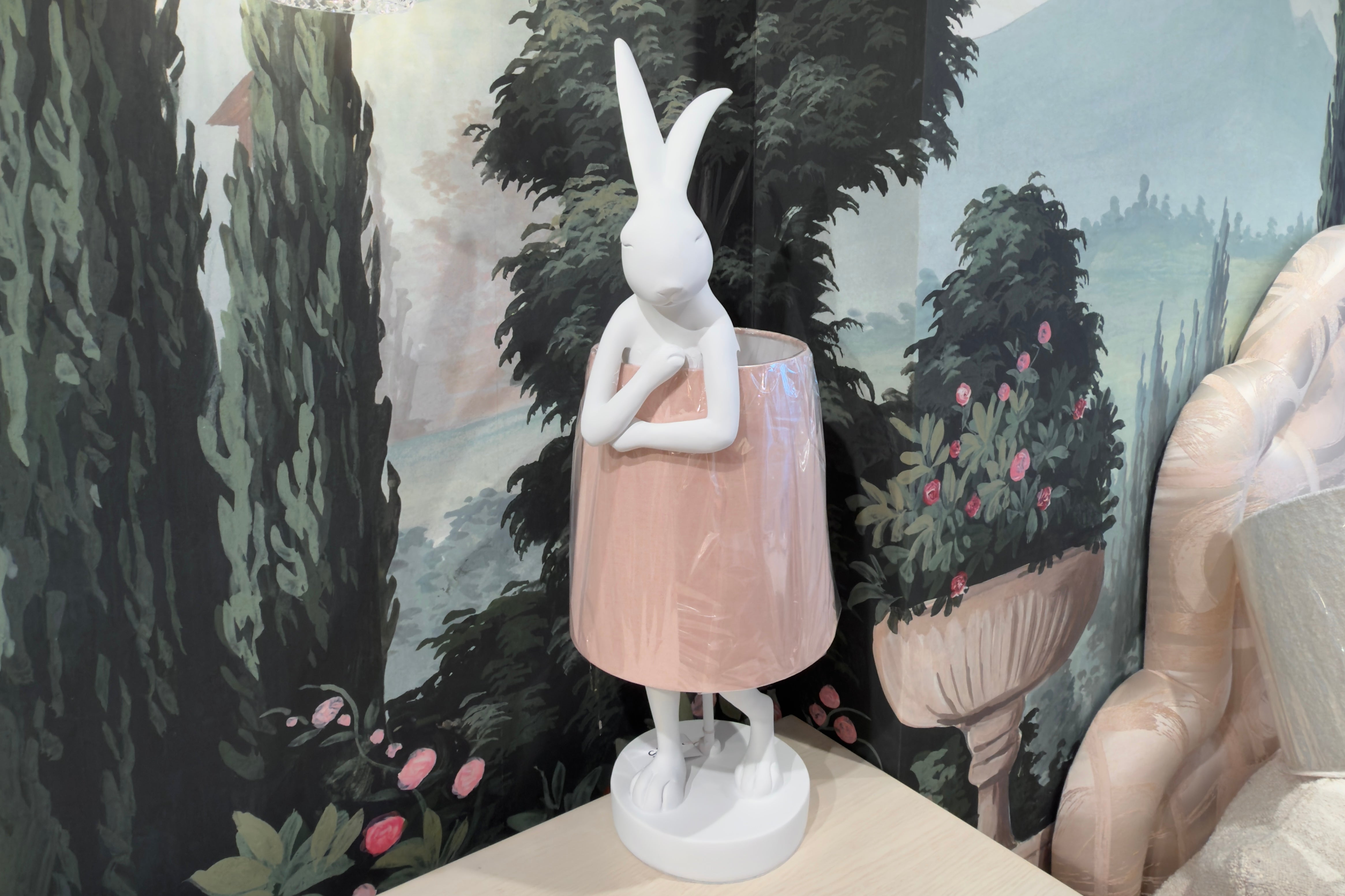 White Rabbit Table Lamp with Pink Shade