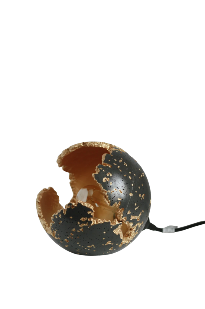 Black Concrete & Gold Sphere Table Lamp