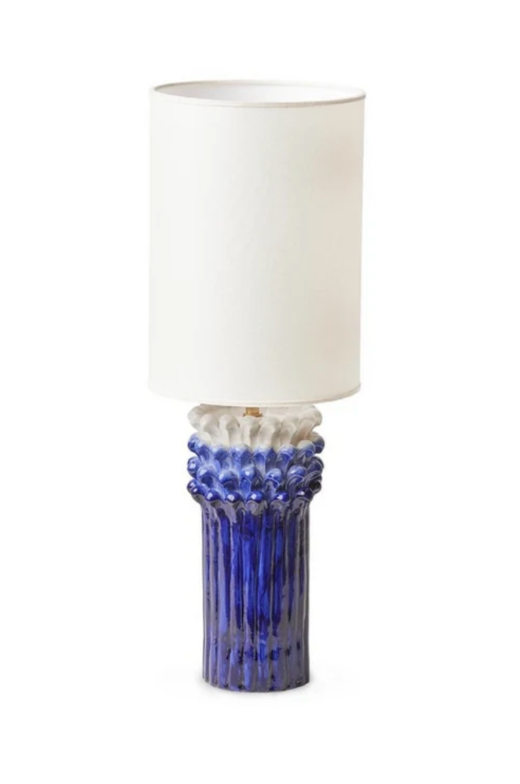 Blue Cardo Ceramic Lamp with plain shade
