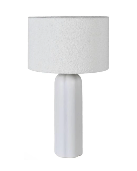 White Table Lamp with Boucle Shade