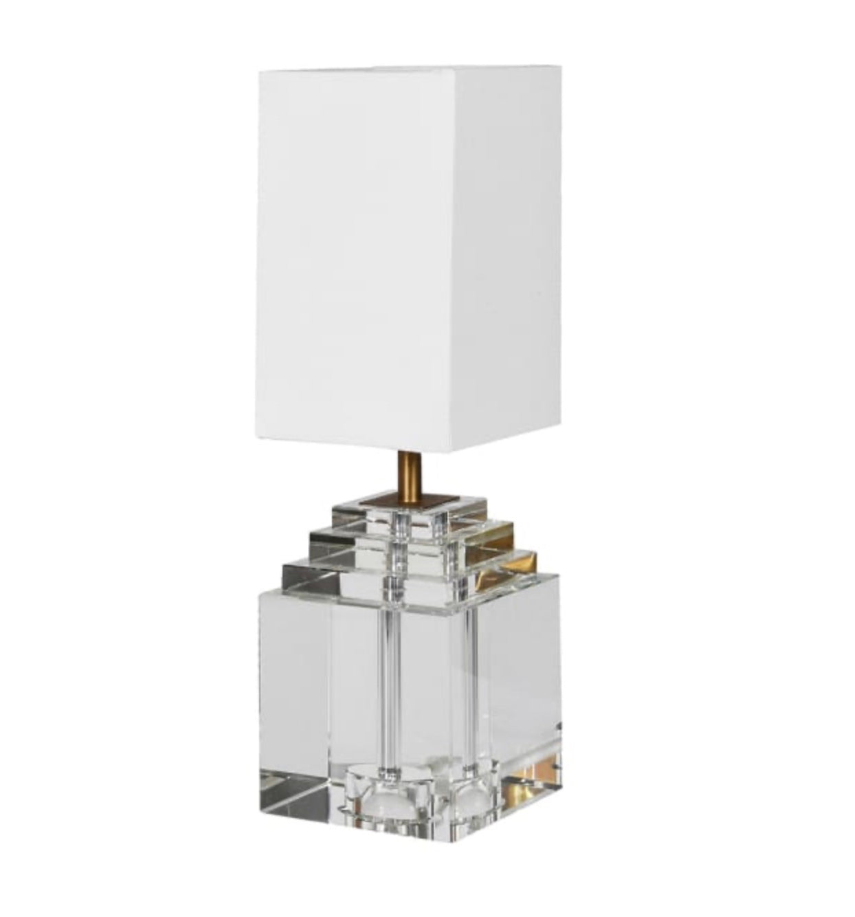 Crystal Cube Base Table Lamp with Linen Shade