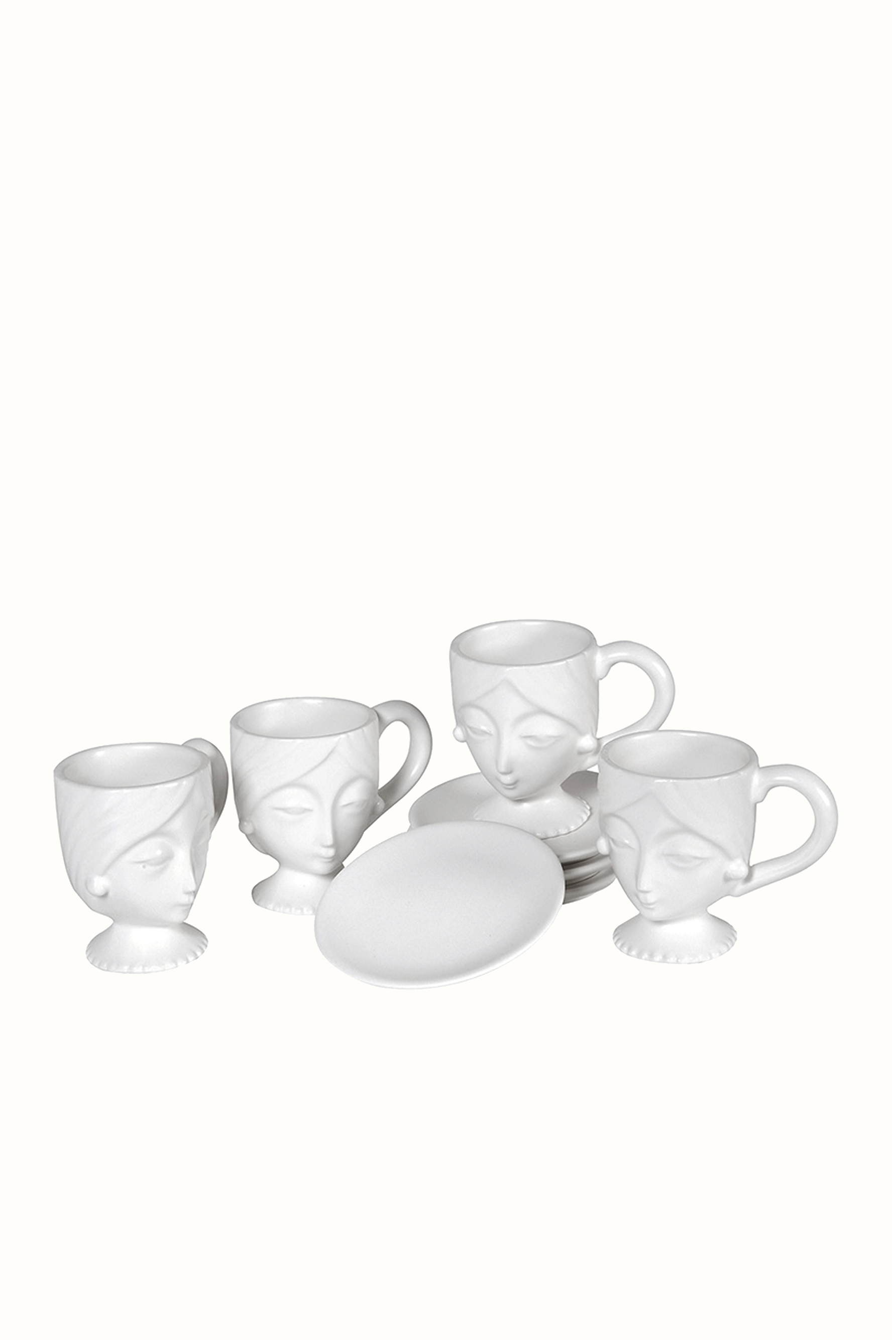 Face Cups and Saucers (Set of 4)