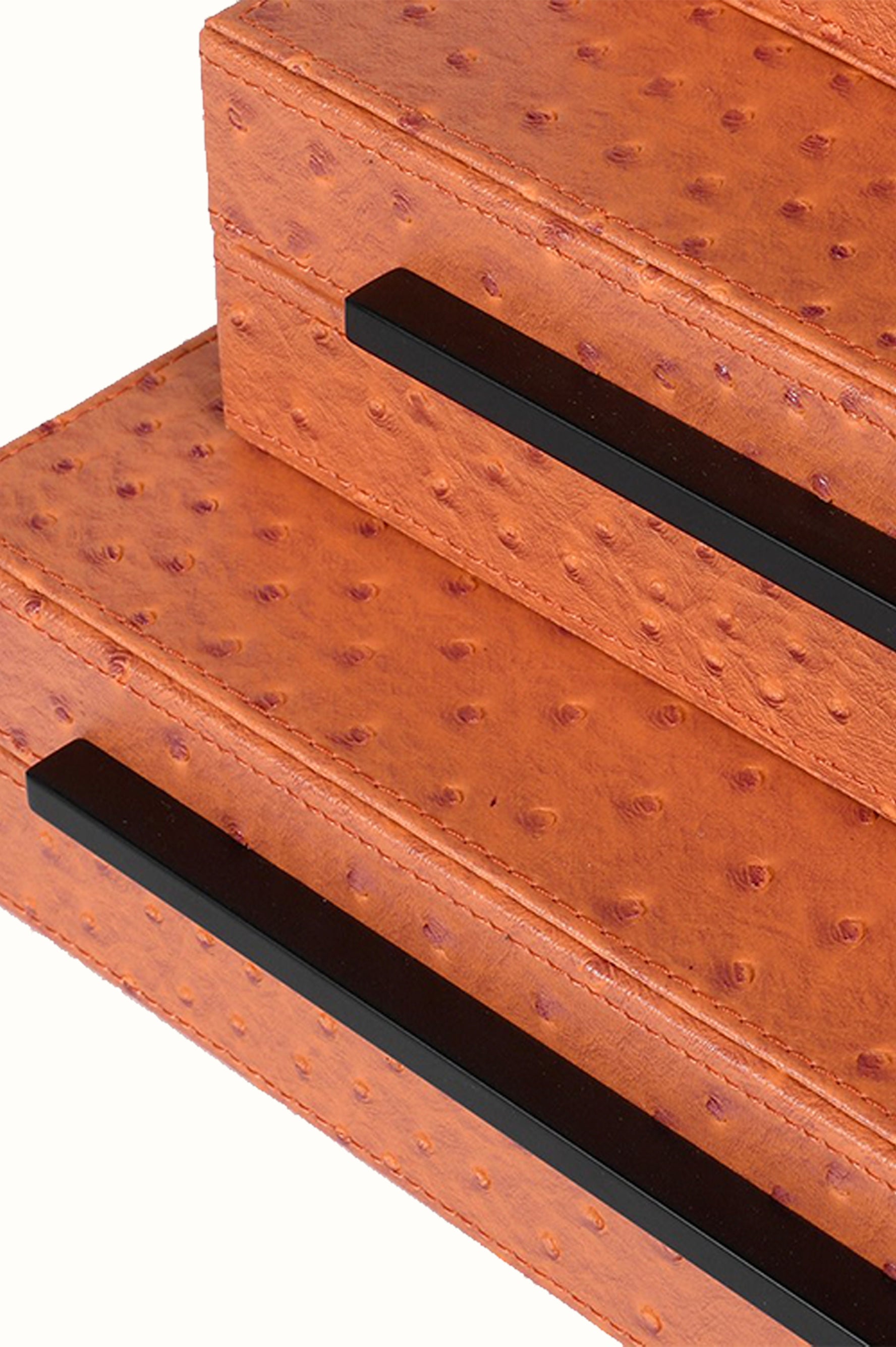Burnt Orange Faux Leather Boxes set of 3