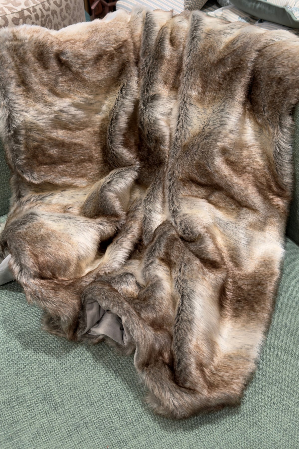 Large Chunky Stripe Faux Fur Throw