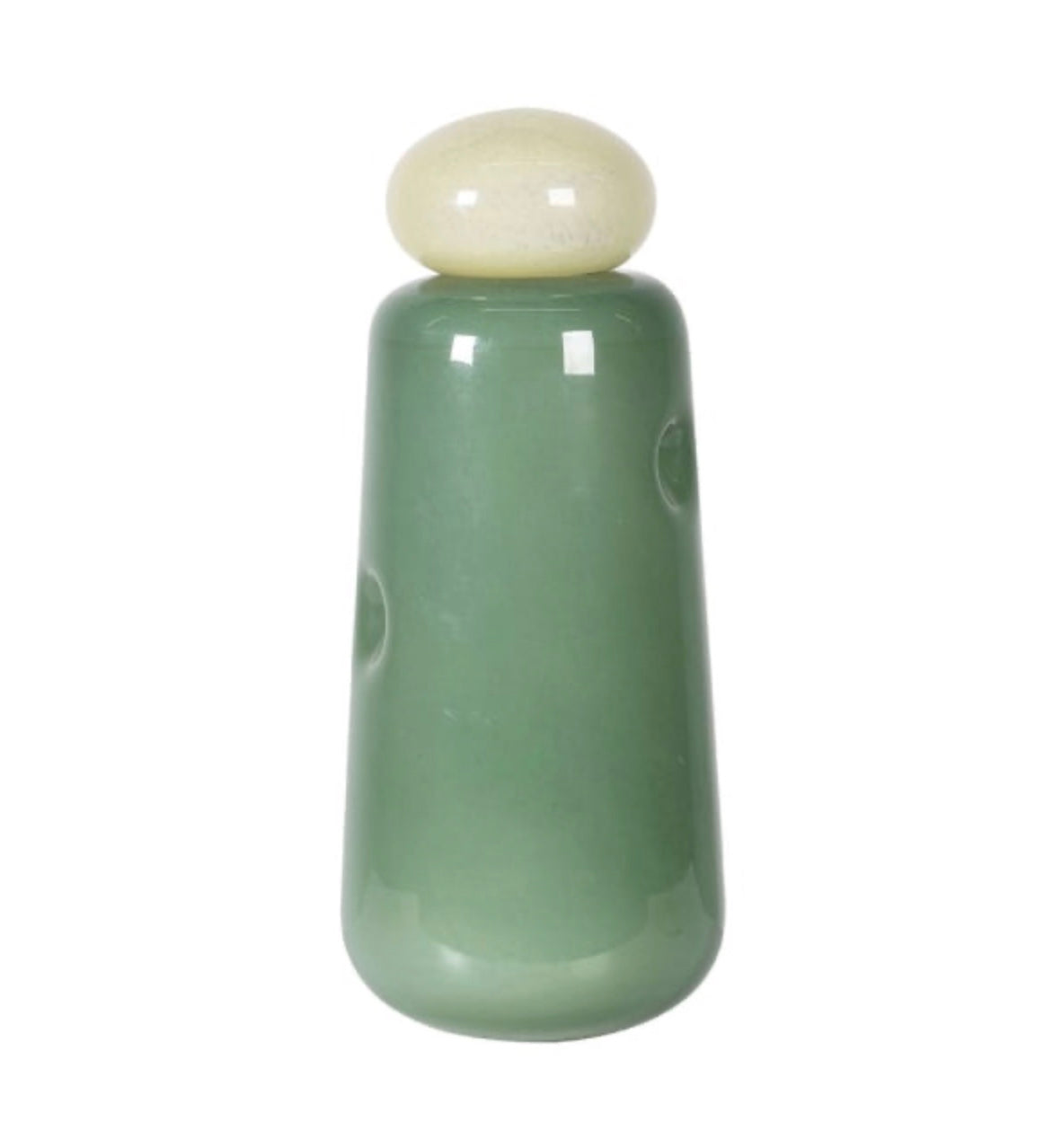 Milky White and Green Glass Lidded Jar