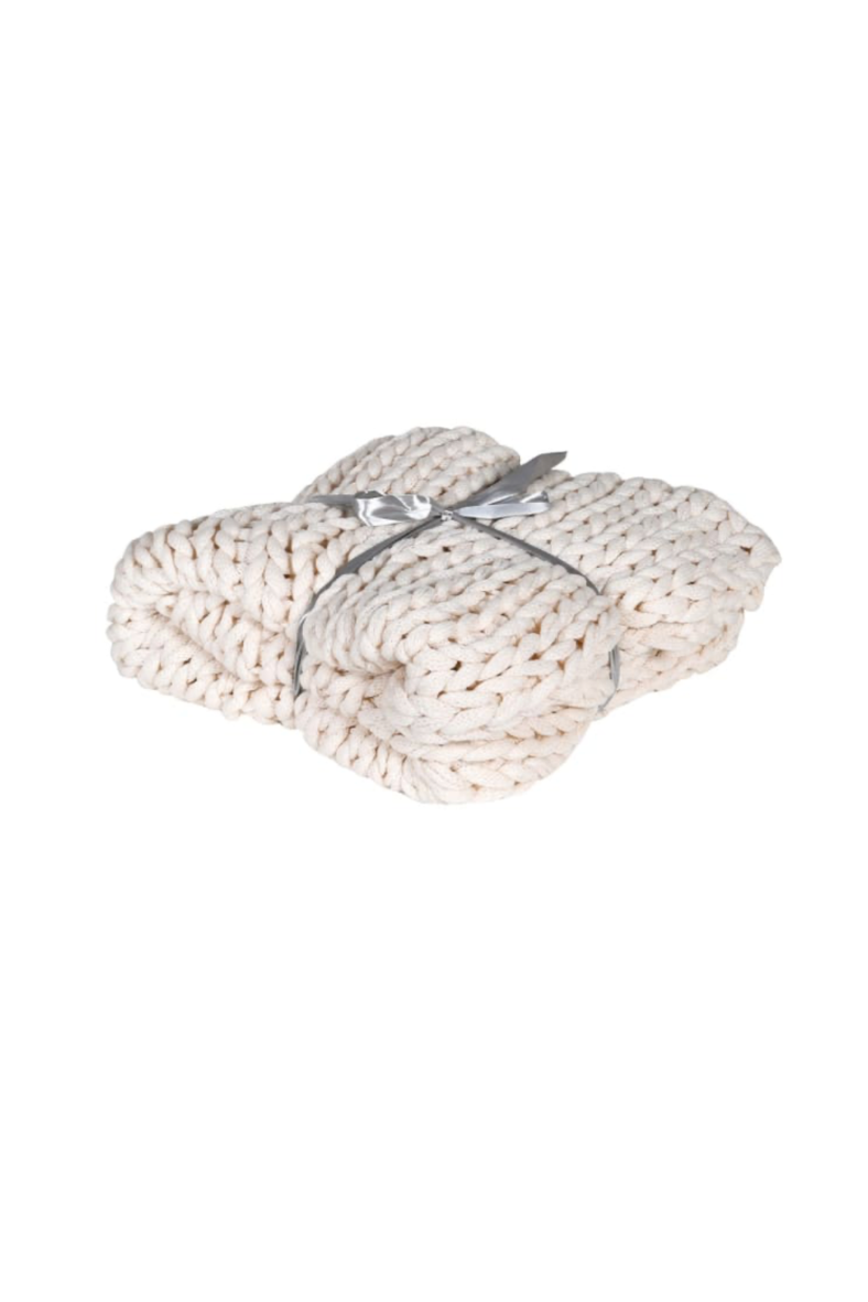 Cream Chunky Knit Throw