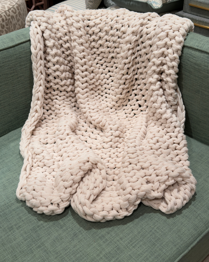 Cream Chunky Knit Throw