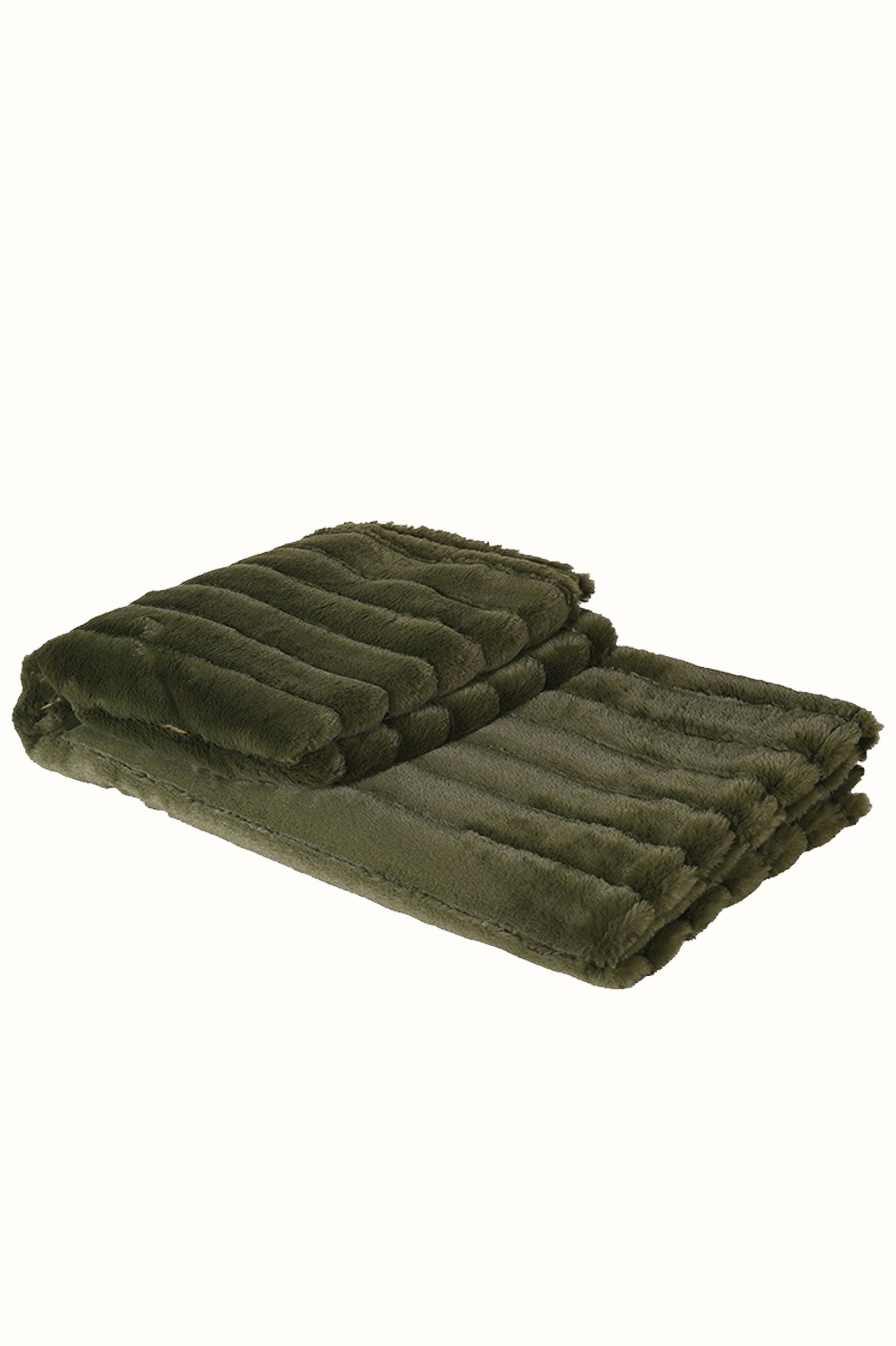 Olive Green Ribbed Faux Fur Throw