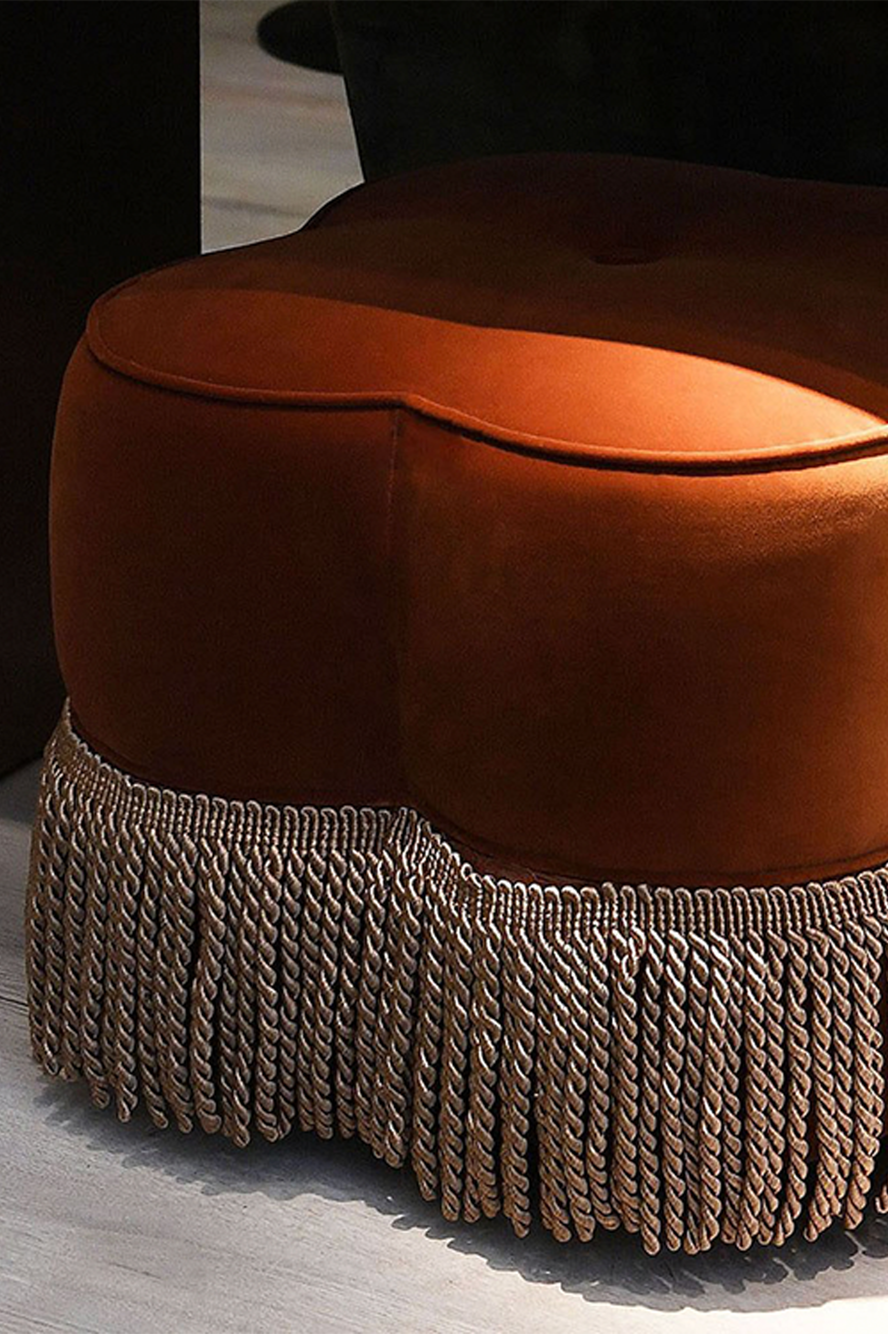 Orange Blossom Stool with Fringe