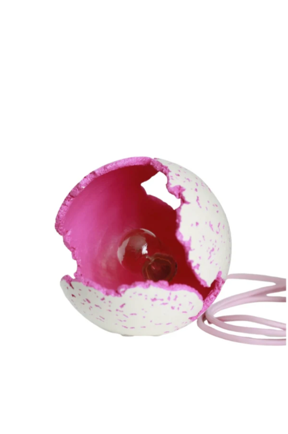 White Concrete & Bright Pink Sphere Table Lamp