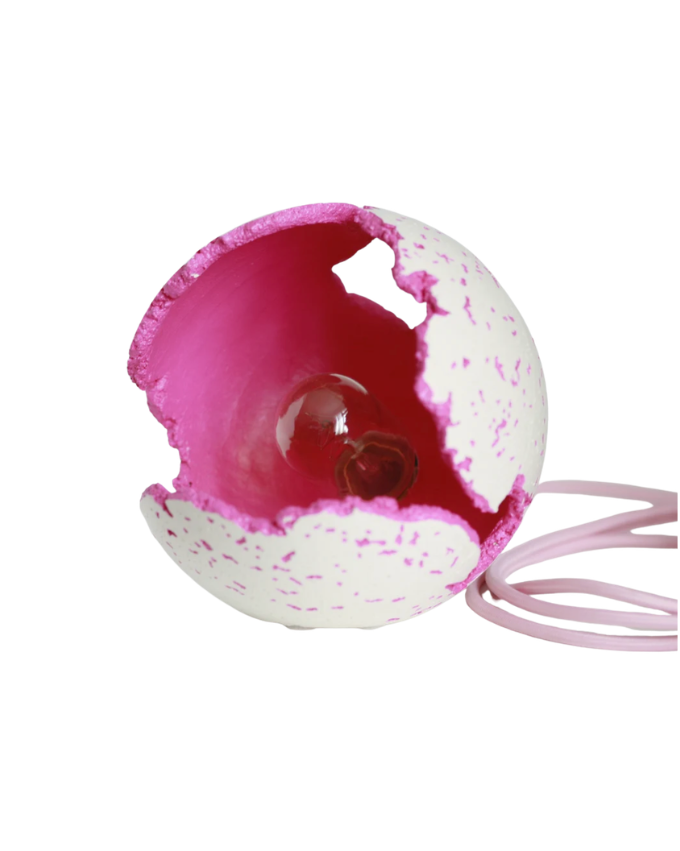 White Concrete & Bright Pink Sphere Table Lamp