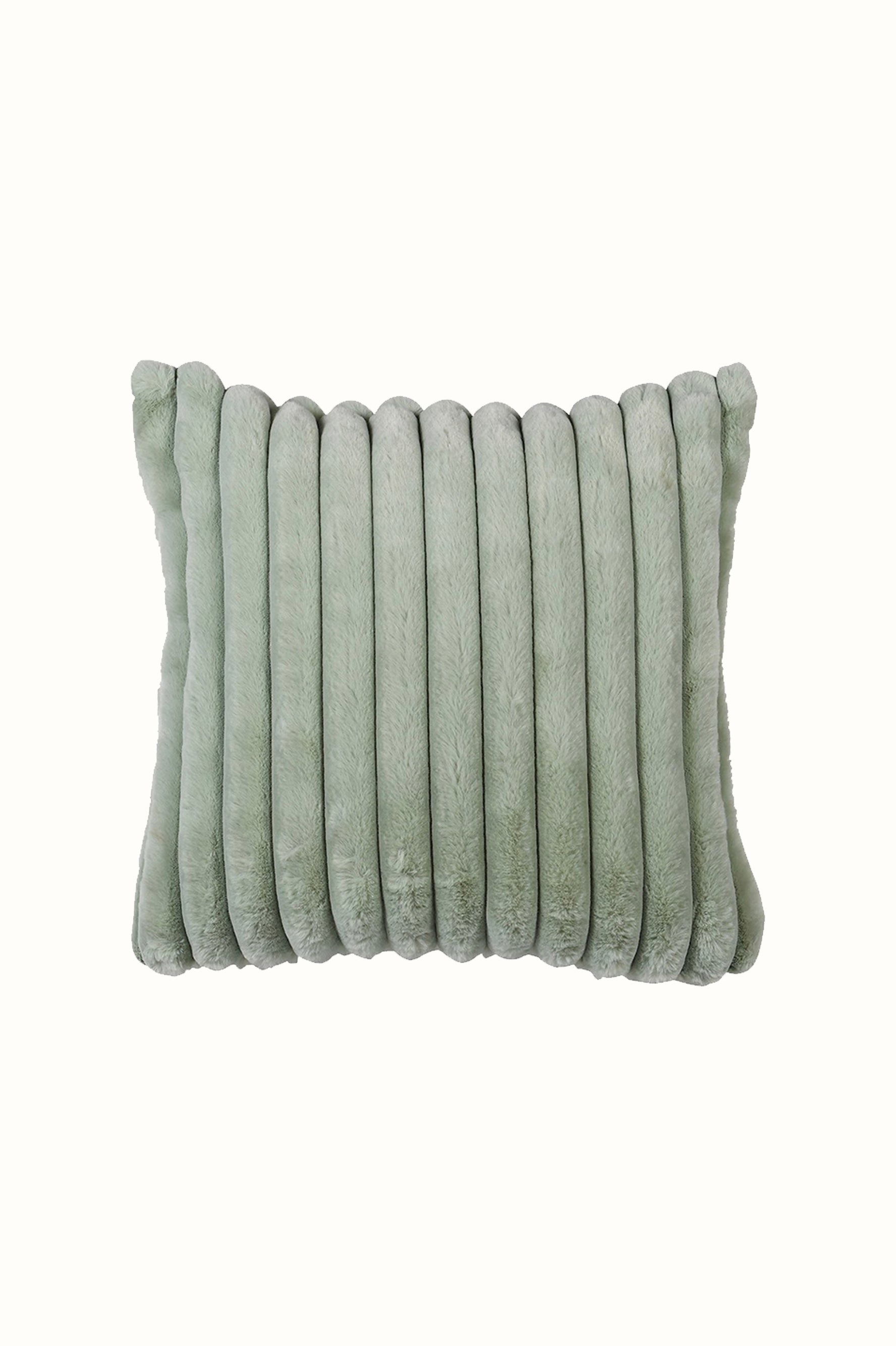 Mint Ribbed Faux Fur Cushion Cover