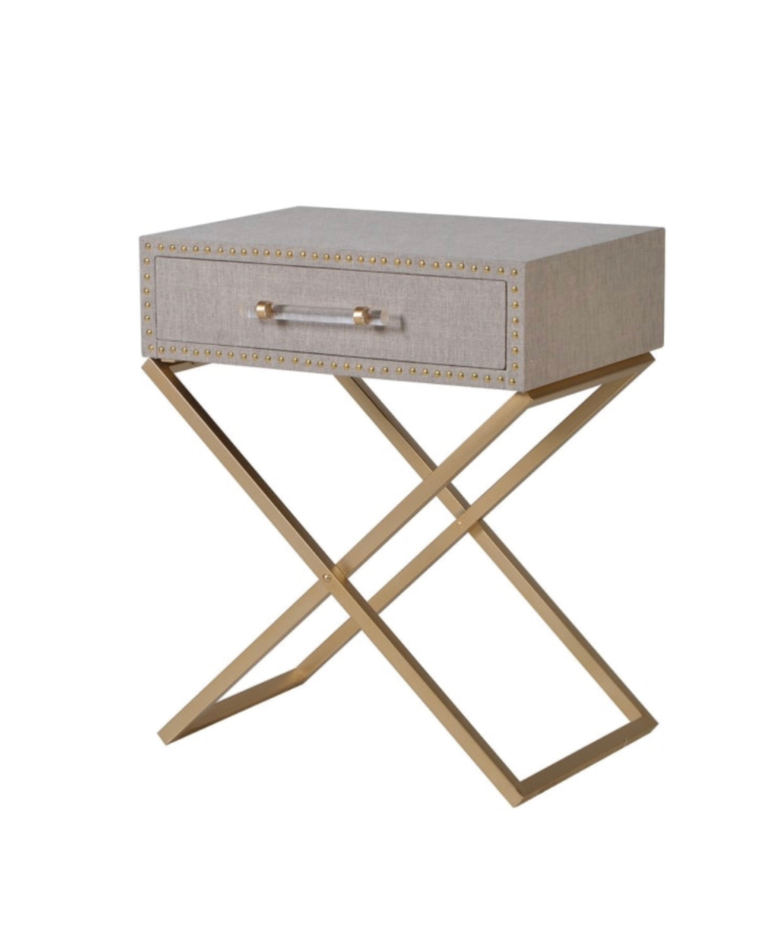 Cross Leg Linen Single Drawer Bedside